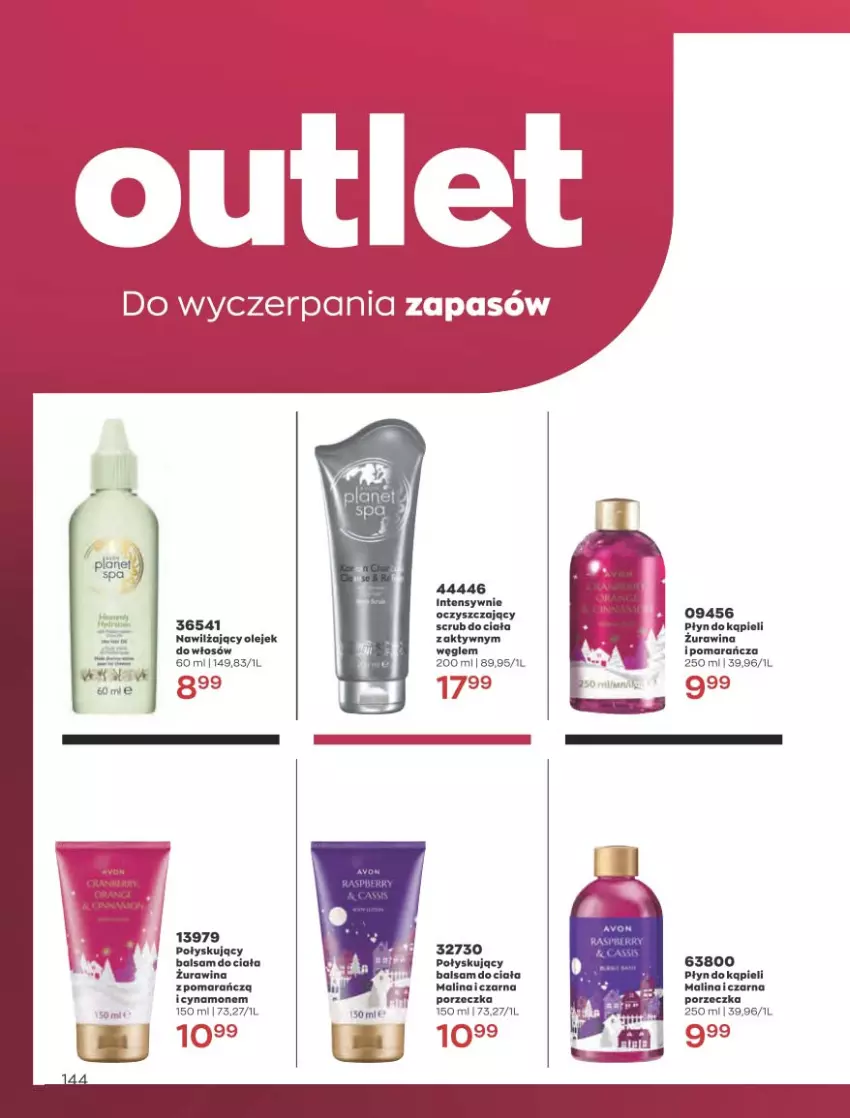 Gazetka promocyjna Avon - Katalog Avon 4/2023 kampania kwiecień - ważna 01.04 do 30.04.2023 - strona 144 - produkty: Balsam do ciała, Olej, Płyn do kąpieli, Por, Ser