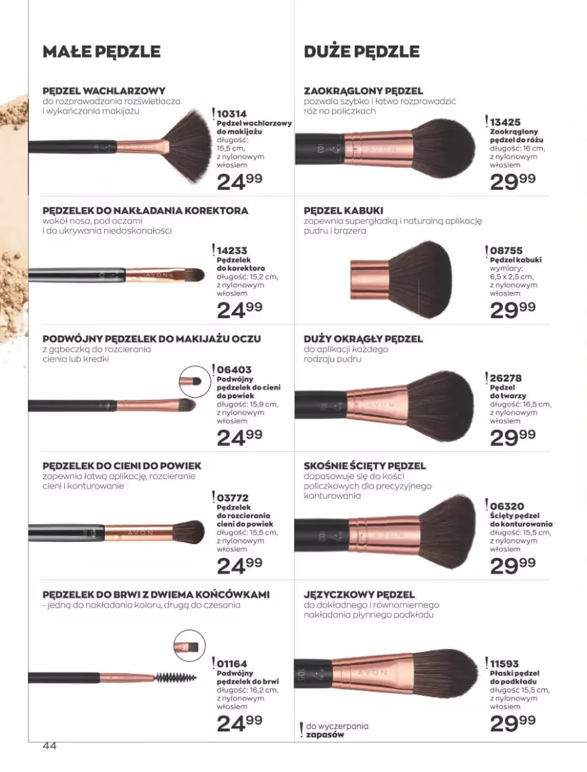 Gazetka promocyjna Avon - Katalog Avon 4/2023 kampania kwiecień - ważna 01.04 do 30.04.2023 - strona 44 - produkty: Koc, Makijaż, Pędzel do różu, Płaski pędzel, Podkład, Rosie, Rozświetlacz, Wiko