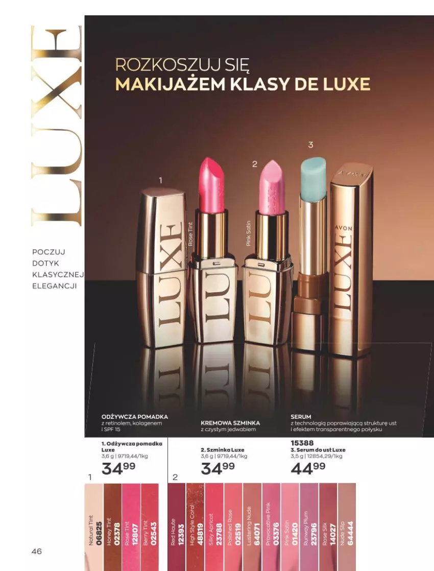 Gazetka promocyjna Avon - Katalog Avon 4/2023 kampania kwiecień - ważna 01.04 do 30.04.2023 - strona 46 - produkty: Inka, Kosz, Rum, Ser, Serum, Szminka