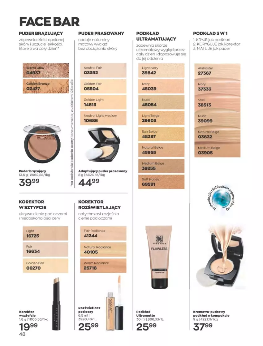 Gazetka promocyjna Avon - Katalog Avon 4/2023 kampania kwiecień - ważna 01.04 do 30.04.2023 - strona 48 - produkty: Fa, Podkład, Puder, Puder prasowany, Rama, Rozświetlacz