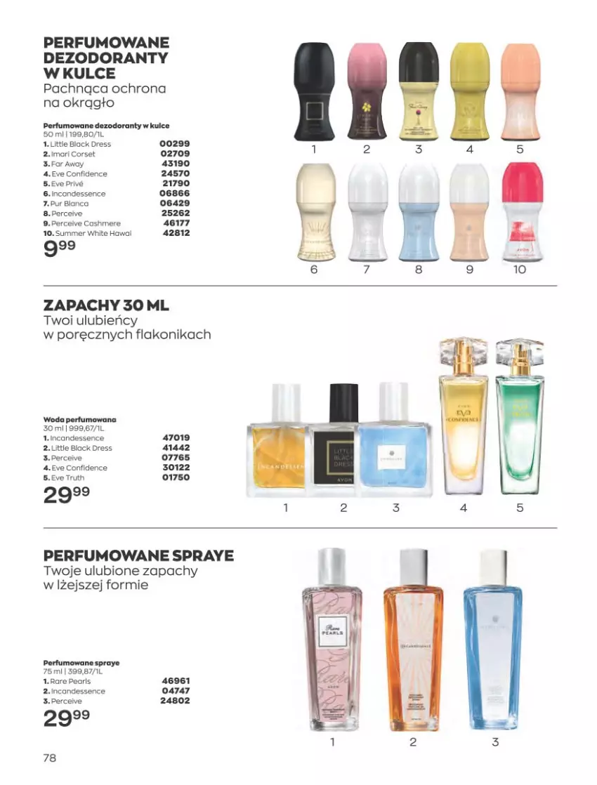 Gazetka promocyjna Avon - Katalog Avon 4/2023 kampania kwiecień - ważna 01.04 do 30.04.2023 - strona 78 - produkty: Dezodorant, Dres, Fa, Lack, Perfum, Por, Pur, Woda, Woda perfumowana