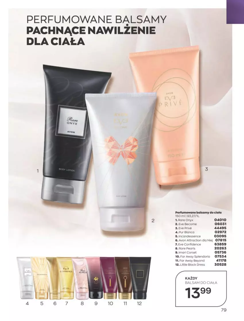 Gazetka promocyjna Avon - Katalog Avon 4/2023 kampania kwiecień - ważna 01.04 do 30.04.2023 - strona 79 - produkty: Balsam do ciała, Dres, Perfum, Pur