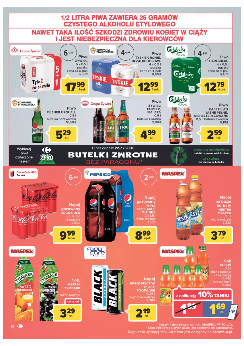 Gazetka promocyjna Carrefour - Gazetka Express - ważna 08.02 do 14.02.2022 - strona 14 - produkty: Carlsberg, Kasztelan, Pilsner Urquell, Piwa, Piwo, Por, Tyskie