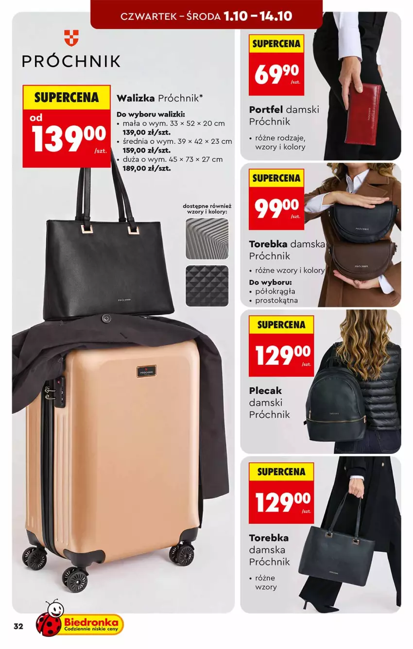 Gazetka promocyjna Biedronka - Okazje Tygodnia - ważna 26.09 do 10.10.2026 - strona 32 - produkty: Plecak, Por, Torebka, Walizka