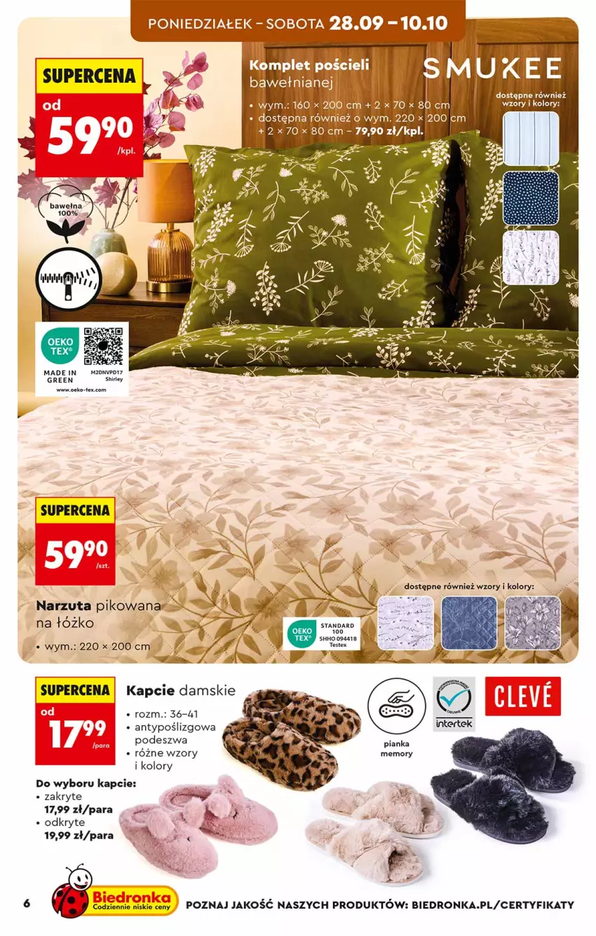Gazetka promocyjna Biedronka - Okazje Tygodnia - ważna 26.09 do 10.10.2026 - strona 6 - produkty: Feta, Kapcie, Narzuta