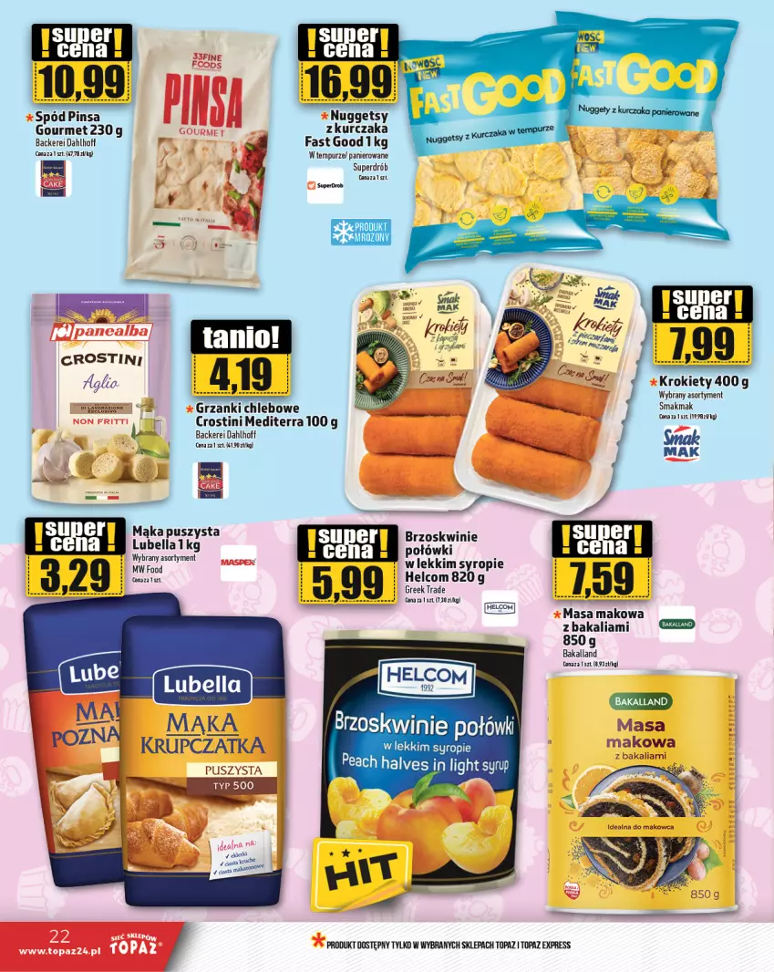 Gazetka promocyjna Topaz - Gazetka - ważna 14.11 do 20.11.2024 - strona 22 - produkty: Bakalland, Brzoskwinie, Chleb, Fa, HELCOM, Kurczak, Pur, Syrop, Top