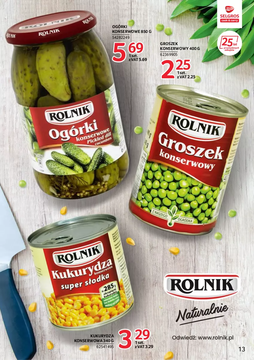 Gazetka promocyjna Selgros - Katalog Markowe Produkty - ważna 06.10 do 19.10.2022 - strona 13 - produkty: Groszek, Kukurydza, Kukurydza konserwowa, Ogórki konserwowe, Ser