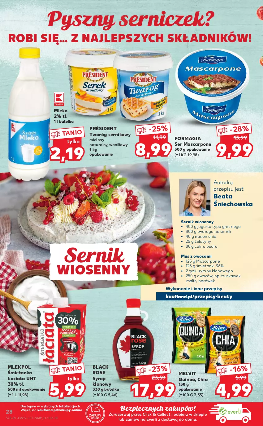 Gazetka promocyjna Kaufland - OFERTA TYGODNIA - ważna 13.05 do 19.05.2021 - strona 28 - produkty: Chia, Jogurt, Lack, Mascarpone, Melvit, Mleko, Mus, Piec, Président, Quinoa, Ser, Syrop, Twaróg