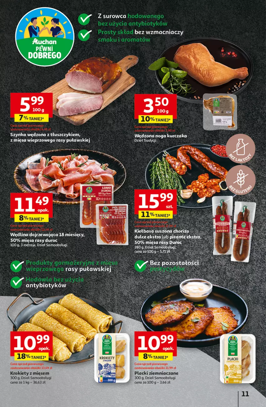 Gazetka promocyjna Auchan - Pewność Niskich Cen Hipermarket - ważna 07.11 do 13.11.2024 - strona 13 - produkty: Krokiety, Kurczak, Lack, Szynka, Wędlina