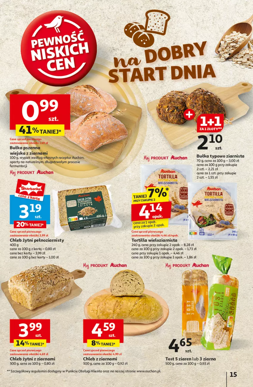 Gazetka promocyjna Auchan - Pewność Niskich Cen Hipermarket - ważna 07.11 do 13.11.2024 - strona 17 - produkty: Bułka, Chleb, Tortilla