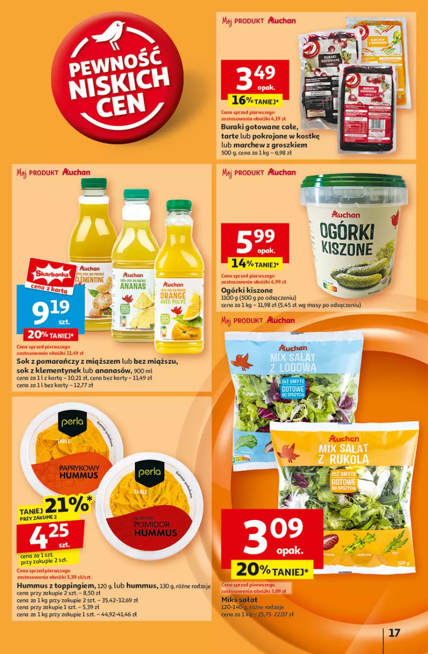 Gazetka promocyjna Auchan - Pewność Niskich Cen Hipermarket - ważna 07.11 do 13.11.2024 - strona 19 - produkty: Ananas, Buraki, Hummus, Mus, Sałat, Sok, Top