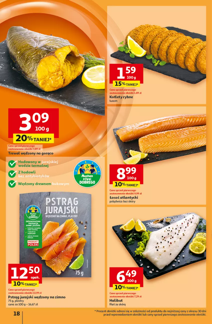 Gazetka promocyjna Auchan - Pewność Niskich Cen Hipermarket - ważna 07.11 do 13.11.2024 - strona 20 - produkty: Fa, Halibut, Kotlet, Polędwica, Pstrąg