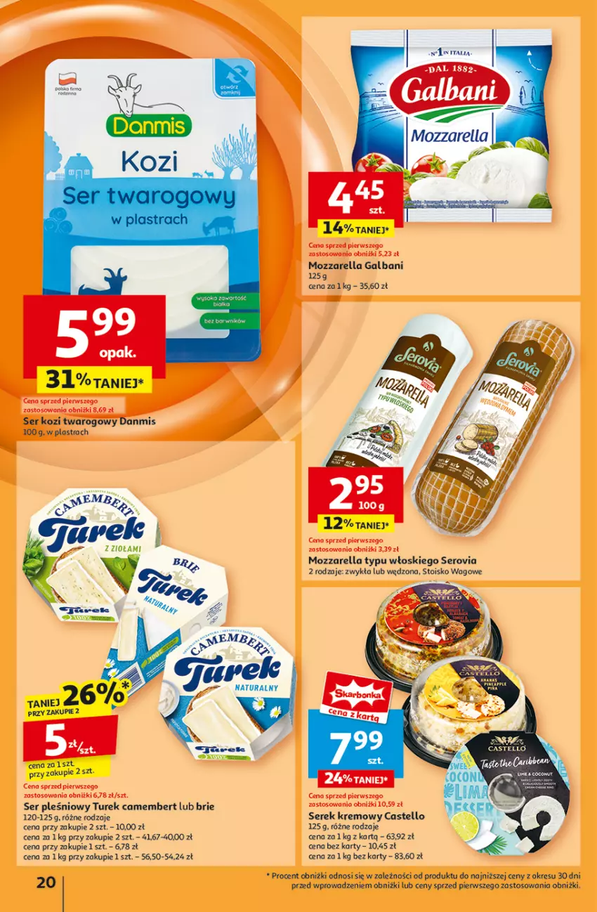 Gazetka promocyjna Auchan - Pewność Niskich Cen Hipermarket - ważna 07.11 do 13.11.2024 - strona 22 - produkty: Brie, Camembert, Fa, Galbani, Mozzarella, Ser, Ser pleśniowy, Serek