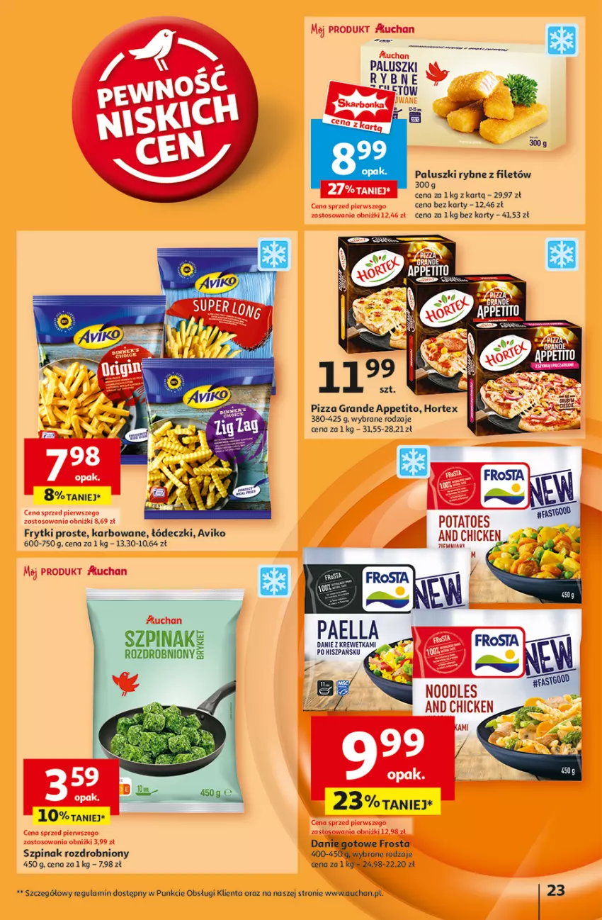 Gazetka promocyjna Auchan - Pewność Niskich Cen Hipermarket - ważna 07.11 do 13.11.2024 - strona 25 - produkty: Danie gotowe, Frosta, Frytki, Gra, Hortex, Paluszki rybne, Pizza, Szpinak