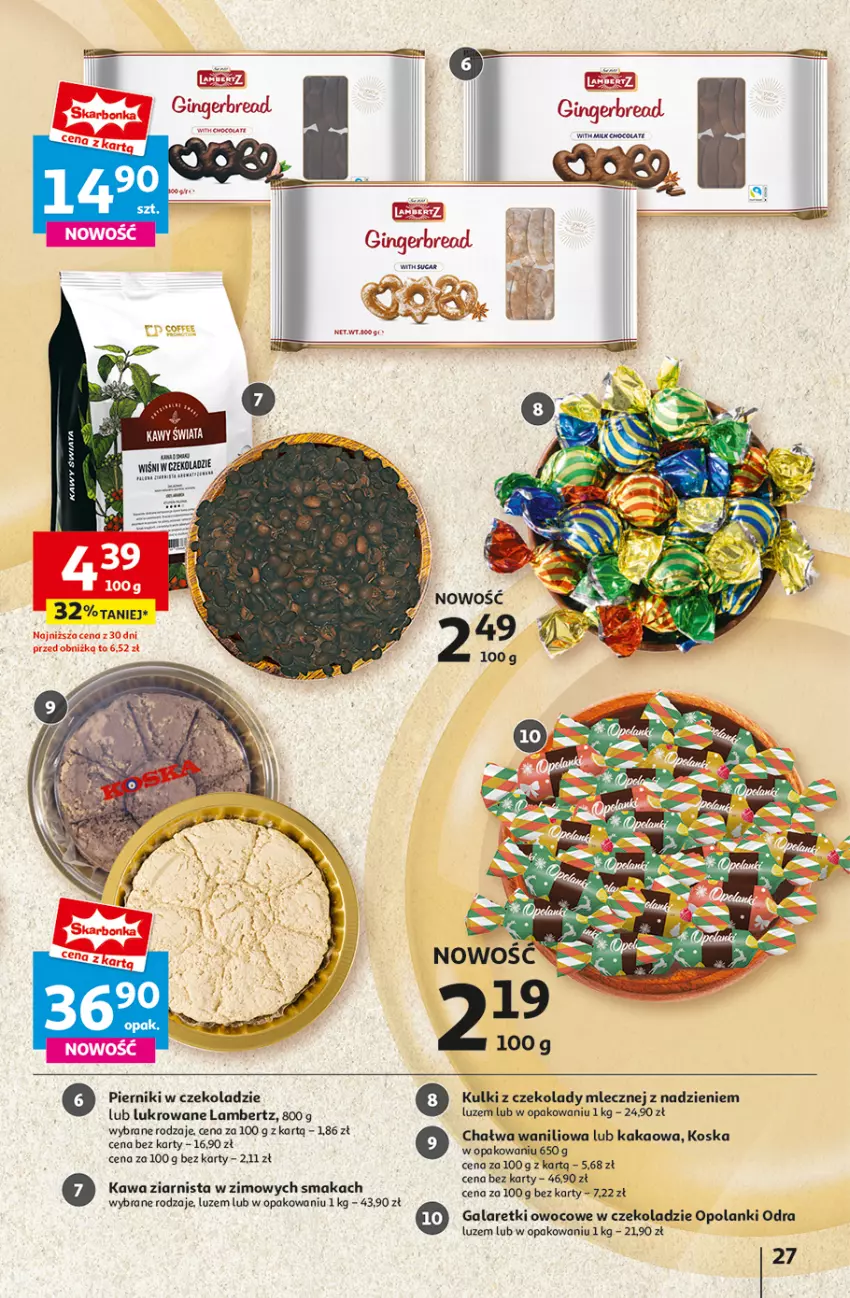 Gazetka promocyjna Auchan - Pewność Niskich Cen Hipermarket - ważna 07.11 do 13.11.2024 - strona 29 - produkty: Gala, Galaretki, Kakao, Kawa, Kawa ziarnista, Lanki, Piernik, Pierniki w czekoladzie