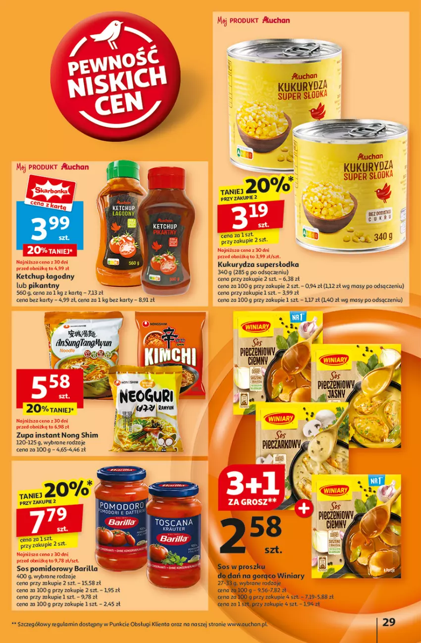 Gazetka promocyjna Auchan - Pewność Niskich Cen Hipermarket - ważna 07.11 do 13.11.2024 - strona 31 - produkty: Barilla, Fa, Ketchup, Kukurydza, Sos, Sos pomidorowy, Winiary, Zupa