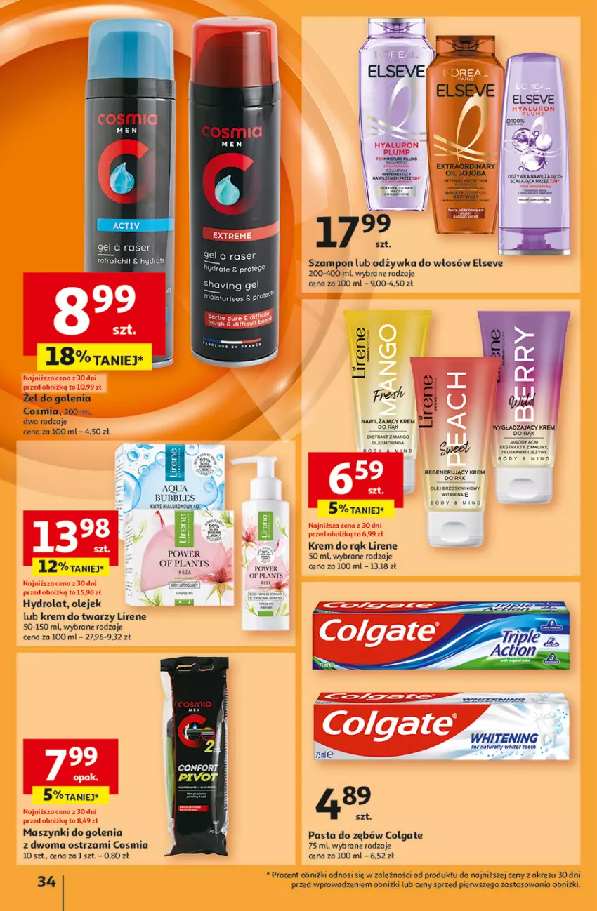 Gazetka promocyjna Auchan - Pewność Niskich Cen Hipermarket - ważna 07.11 do 13.11.2024 - strona 36 - produkty: Body, Colgate, Elseve, Fa, Hydrolat, Jagody, Krem do rąk, Krem do twarzy, LG, Lirene, Maliny, Odżywka, Olej, Pasta do zębów, Ser, Szampon