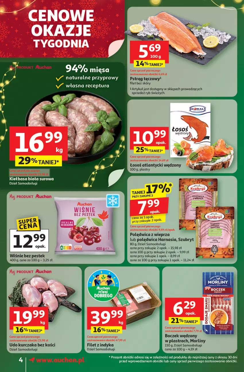 Gazetka promocyjna Auchan - Święta jak babcię kocham Supermarket - ważna 13.11 do 19.11.2025 - strona 4 - produkty: Boczek, Kurczak, Morliny, Polędwica, Przyprawy, Pstrąg, Pstrąg tęczowy, Stek, Szubryt