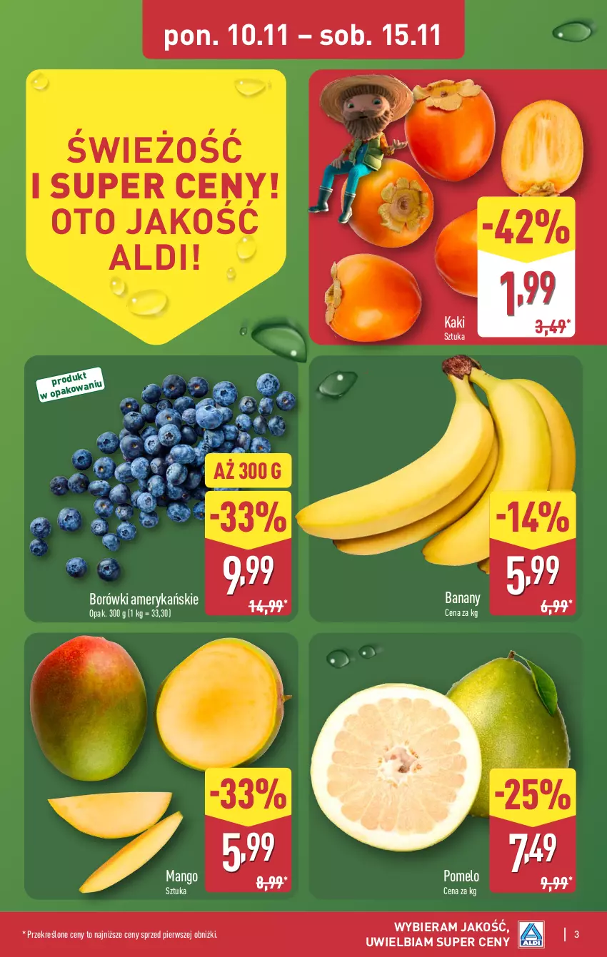 Gazetka promocyjna Aldi - Pełna oferta - ważna 10.11 do 15.11.2025 - strona 3 - produkty: Banany, Kaki, Mango, Pomelo