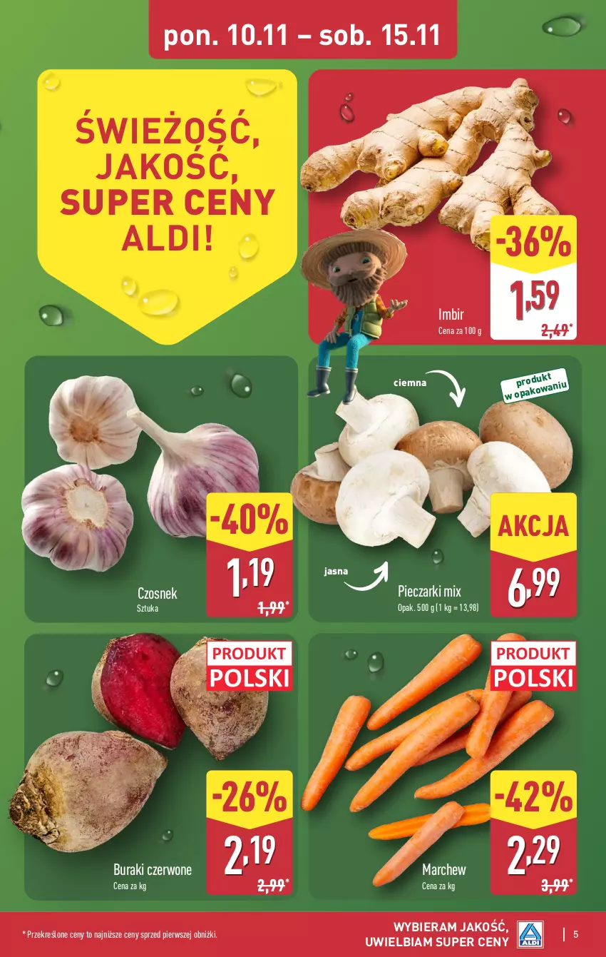 Gazetka promocyjna Aldi - Pełna oferta - ważna 10.11 do 15.11.2025 - strona 5 - produkty: Buraki, Czosnek, Imbir, Piec