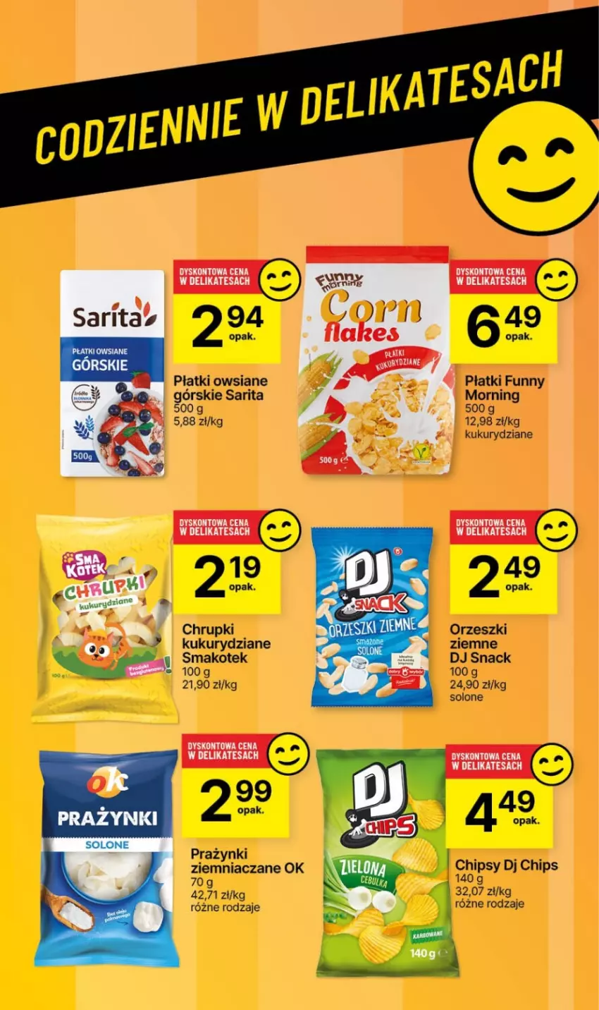 Gazetka promocyjna Delikatesy Centrum - Dyskontowe ceny w Delikatesach Centrum - ważna 11.01 do 17.01.2024 - strona 36 - produkty: Chipsy, Chrupki, Kotek, Orzeszki, Płatki owsiane, Sarita, Smakotek