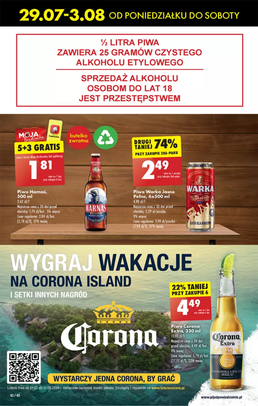 Gazetka promocyjna Biedronka - Od poniedzialku - ważna 29.07 do 03.08.2024 - strona 42 - produkty: Gra, Isla, Piwa, Piwo, Warka