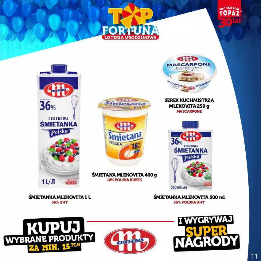 Gazetka promocyjna Topaz - Gazetka - ważna 21.08 do 15.10.2023 - strona 11 - produkty: Gry, Kubek, Mascarpone, Mleko, Mlekovita, Ser, Serek