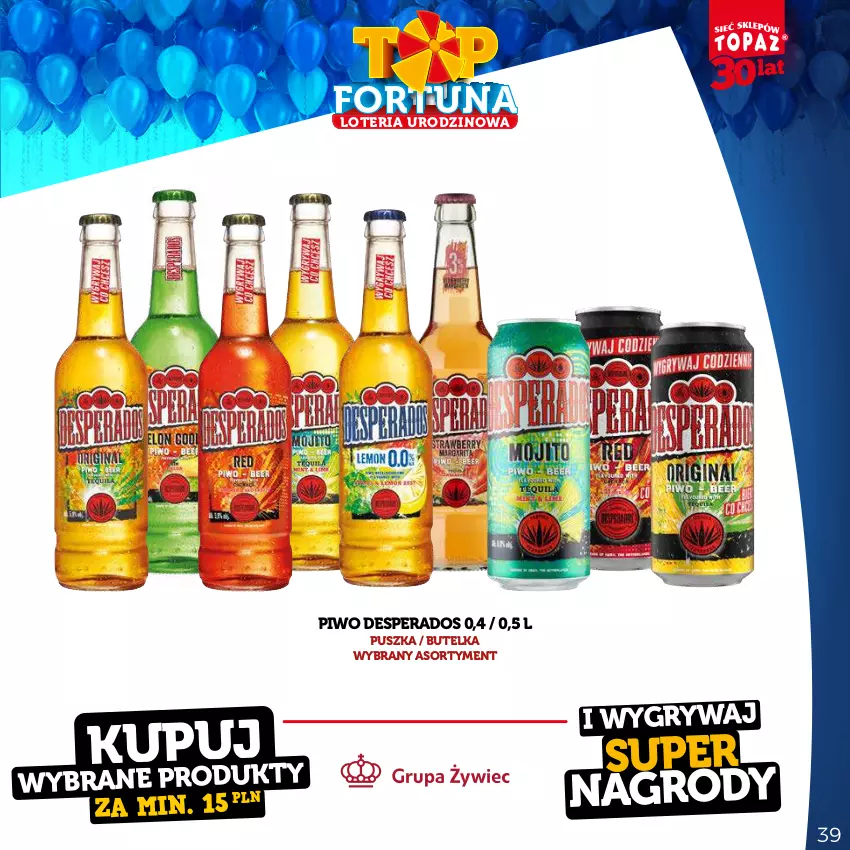 Gazetka promocyjna Topaz - Gazetka - ważna 21.08 do 15.10.2023 - strona 39 - produkty: Desperados, Gry, Piwo