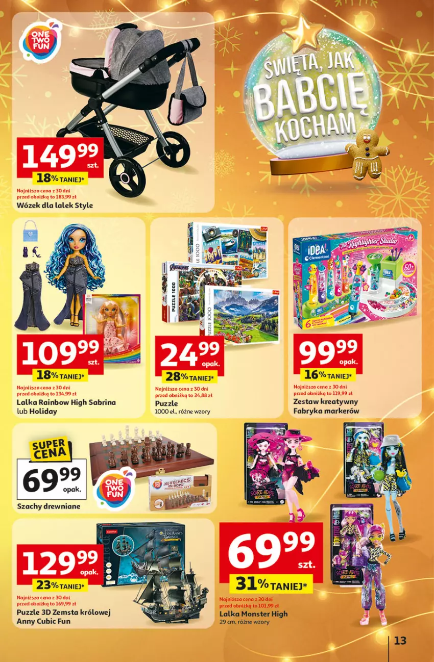 Gazetka promocyjna Auchan - Święta jak babcię kocham Hipermarket - ważna 04.12 do 10.12.2025 - strona 13 - produkty: BIC, Fa, Lalka, Marker, Puzzle, Szachy, Wózek