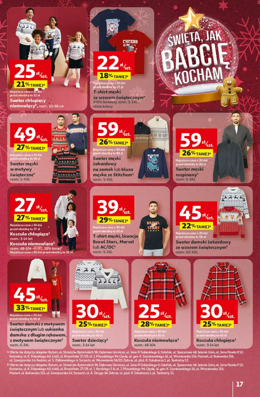 Gazetka promocyjna Auchan - Święta jak babcię kocham Hipermarket - ważna 04.12 do 10.12.2025 - strona 17 - produkty: Bluza, Dzieci, Kosz, Koszula, Sukienka, Sweter, T-shirt