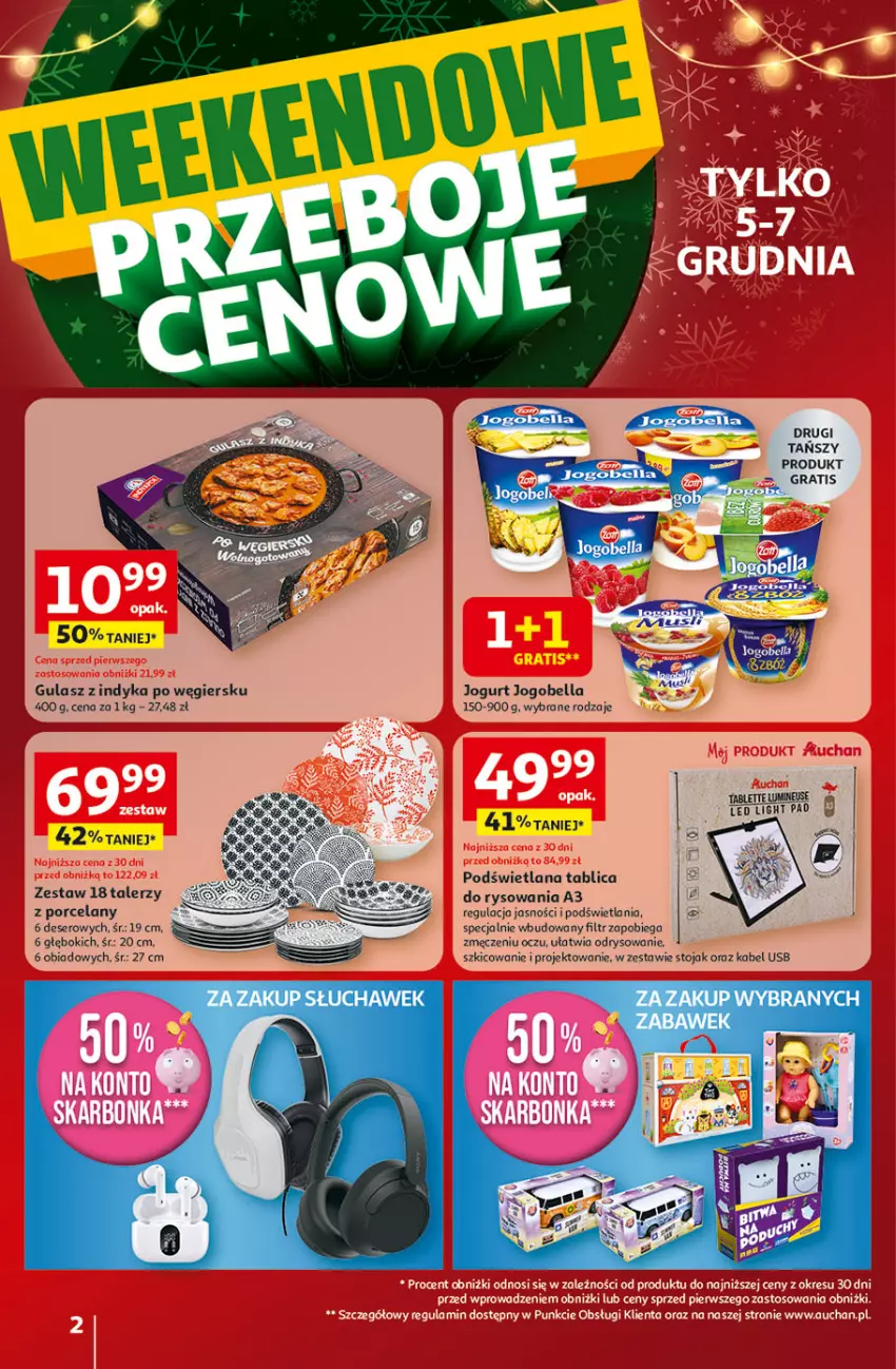 Gazetka promocyjna Auchan - Święta jak babcię kocham Hipermarket - ważna 04.12 do 10.12.2025 - strona 2 - produkty: Bell, Bella, Deser, Gra, Jogobella, Jogurt, Kabel USB, LANA, Por, Ser, Stojak, Tablet, Talerz