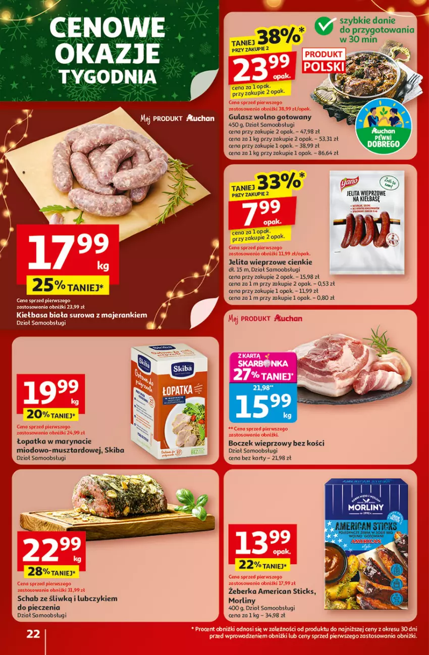 Gazetka promocyjna Auchan - Święta jak babcię kocham Hipermarket - ważna 04.12 do 10.12.2025 - strona 22 - produkty: Boczek, Boczek wieprzowy, Kiełbasa, Kiełbasa biała, Morliny, Mus, Piec, Top