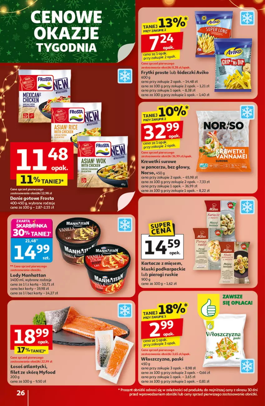 Gazetka promocyjna Auchan - Święta jak babcię kocham Hipermarket - ważna 04.12 do 10.12.2025 - strona 26 - produkty: Danie gotowe, Frosta, Frytki, Karp, Krewetki, Lody, Pierogi