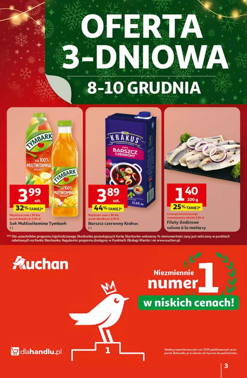 Gazetka promocyjna Auchan - Święta jak babcię kocham Hipermarket - ważna 04.12 do 10.12.2025 - strona 3 - produkty: Krakus, Sok, Tymbark
