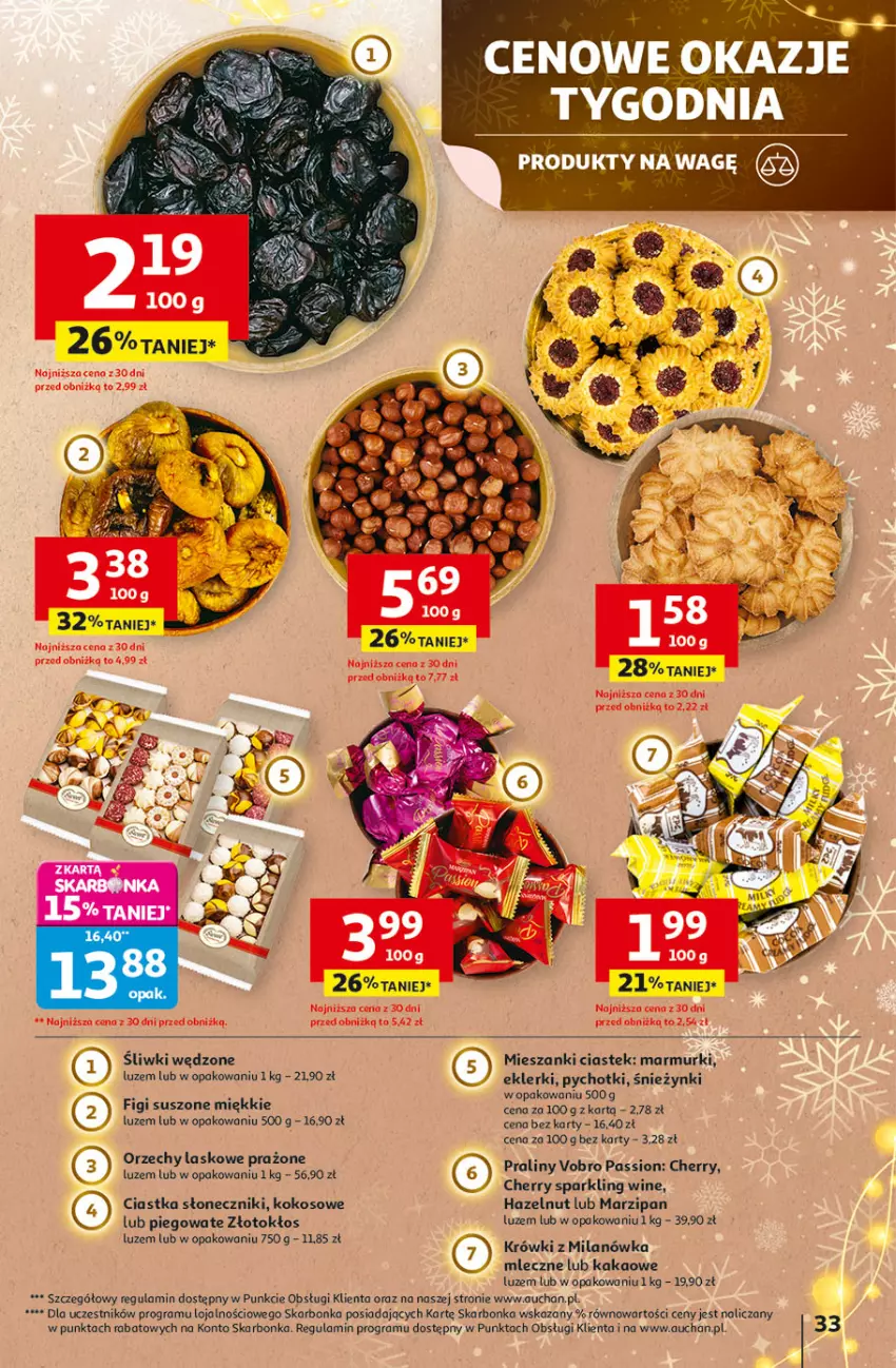 Gazetka promocyjna Auchan - Święta jak babcię kocham Hipermarket - ważna 04.12 do 10.12.2025 - strona 33 - produkty: Ciastka, Figi, Gra, Kakao, Kokos, Praliny, Stek