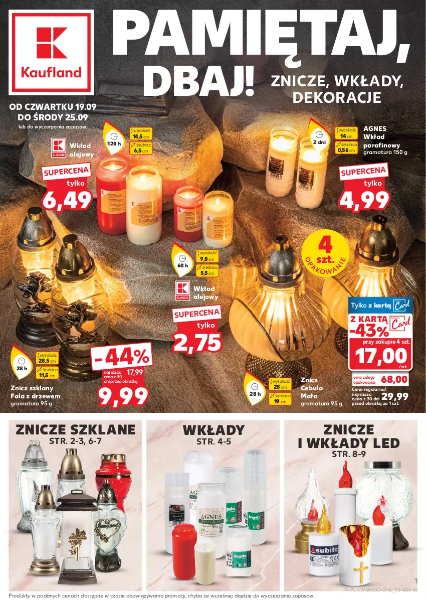 Gazetka promocyjna Kaufland - Kaufland - ważna 19.09 do 06.11.2024 - strona 1 - produkty: Cebula, Fa, Gra, Mięta, Olej, Rama, Sok, Wkład olejowy, Znicz