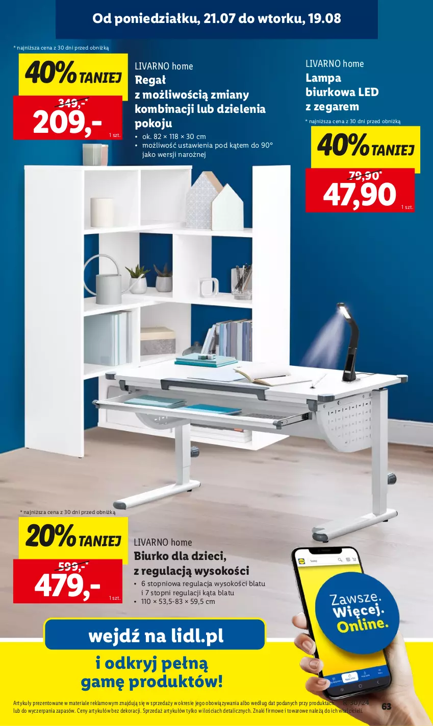 Gazetka promocyjna Lidl - KATALOG GOTOWI DO SZKOŁY - ważna 21.07 do 30.08.2025 - strona 65 - produkty: Biurko, Dzieci, Ivar, Lampa, Lampa biurkowa, Regał, Sok, Top, Zegar