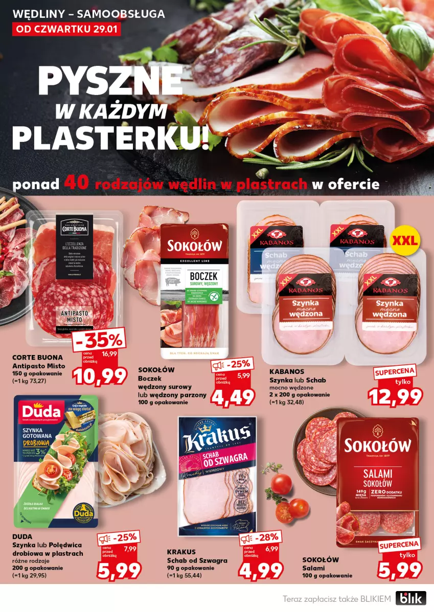 Gazetka promocyjna Kaufland - Mocny Start - ważna 02.02 do 04.02.2026 - strona 18 - produkty: Boczek, Duda, Gra, Kabanos, Krakus, Polędwica, Salami, Sok, Sokołów, Szynka