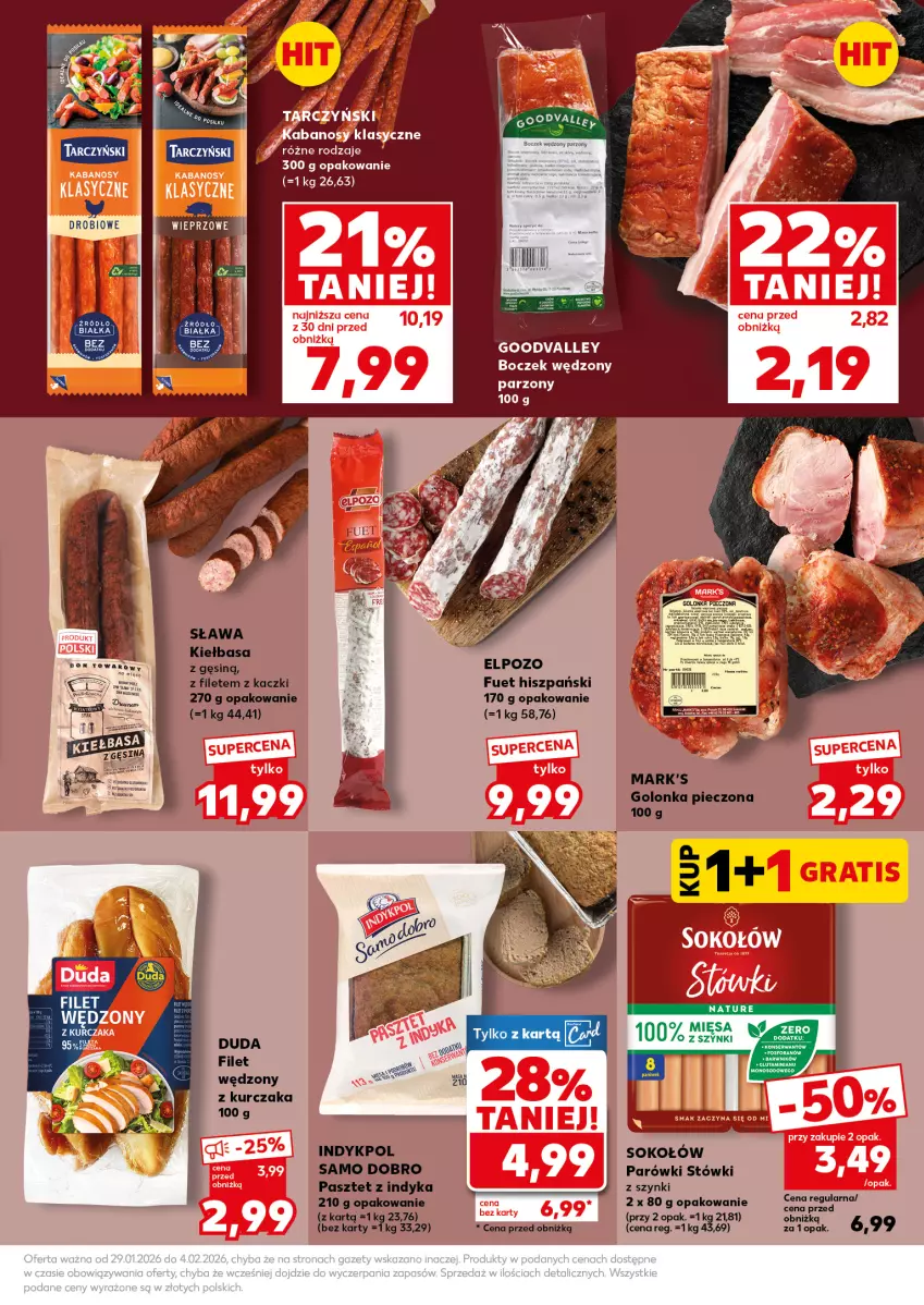 Gazetka promocyjna Kaufland - Mocny Start - ważna 02.02 do 04.02.2026 - strona 19 - produkty: Boczek, Duda, Golonka pieczona, Kiełbasa, Kurczak, Parówki, Pasztet, Pasztet z indyka, Piec, Sok, Sokołów