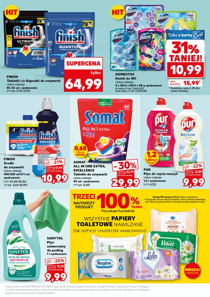 Gazetka promocyjna Kaufland - Mocny Start - ważna 02.02 do 04.02.2026 - strona 27 - produkty: Cleanic, Do mycia naczyń, Domestos, Finish, Gra, Papier, Płyn do mycia, Płyn do mycia naczyń, Por, Pur, Sanytol, Somat, Tablet, Tabletki do zmywarki, Waga, Zmywarki