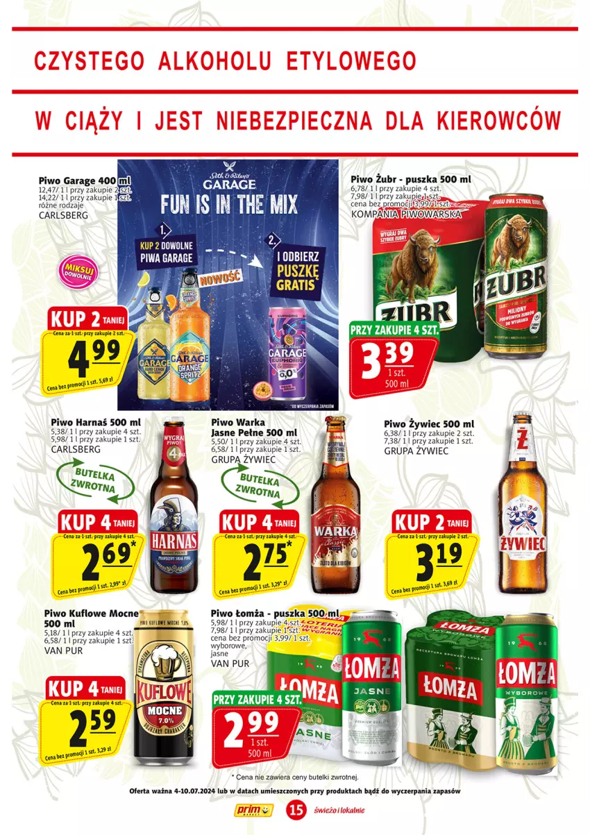 Gazetka promocyjna Prim Market - ważna 04.07 do 10.07.2024 - strona 15 - produkty: Carlsberg, Gra, Harnaś, Piwa, Piwo, Pur, Warka