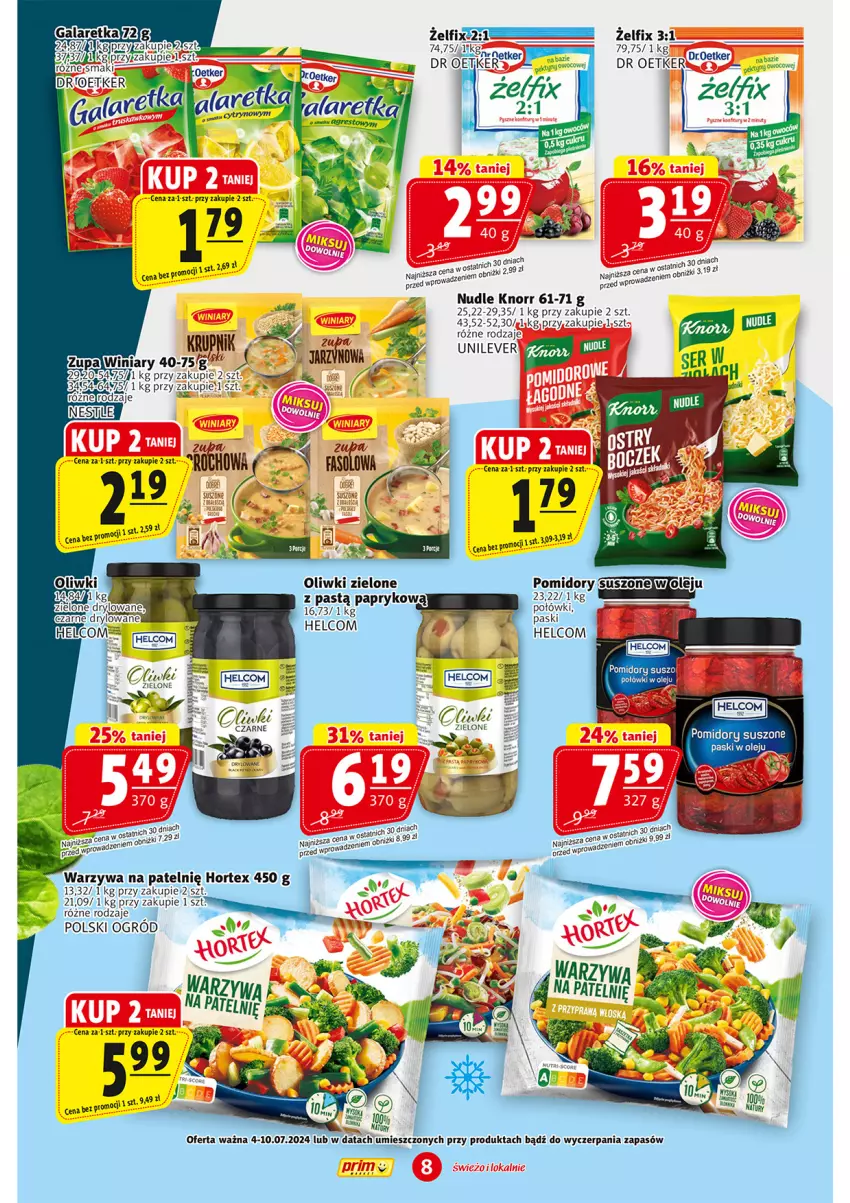 Gazetka promocyjna Prim Market - ważna 04.07 do 10.07.2024 - strona 8 - produkty: HELCOM, Knorr, Ogród, Olej, Oliwki, Oliwki zielone, Pomidory, Winiary, Zupa