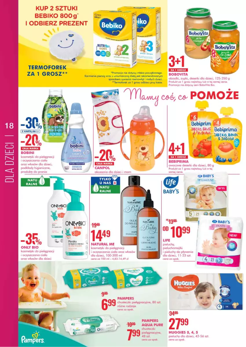 Gazetka promocyjna Super Pharm - Best Sellery - ważna 07.03 do 18.03.2021 - strona 18 - produkty: Bebiko, Bebiprima, BoboVita, Canpol, Chusteczki, Deser, Dzieci, Fa, Huggies, Karmi, Kosmetyki do pielęgnacji, Pampers, Pieluchy, Podkład, Prima, Pur, Ser