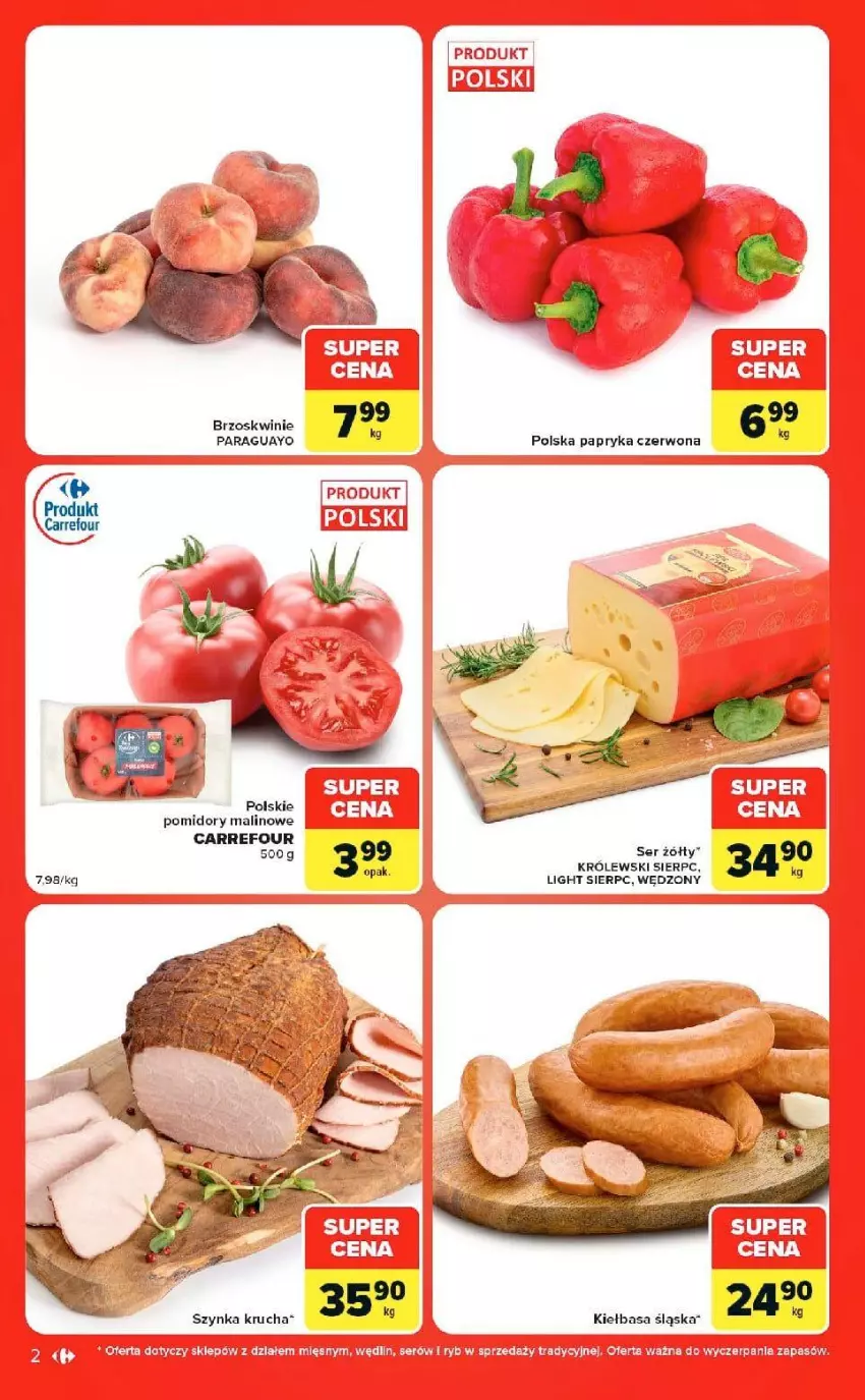 Gazetka promocyjna Carrefour - Gazetka Market w SUMIE ekspresowe zakupy - ważna 08.09 do 14.09.2026 - strona 2 - produkty: Kiełbasa, Kiełbasa śląska, Królewski, Papryka, Papryka czerwona, Pomidory, Ser, Szynka