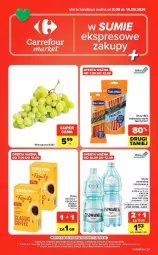 Gazetka promocyjna Carrefour - Gazetka Market w SUMIE ekspresowe zakupy - Gazetka - ważna od 14.09 do 14.09.2026 - strona 1 - produkty: Tchibo, Por, Kawa, Tarczyński, Winogrona, Zegar, Woda mineralna, Kabanos, Woda, Wino, Cisowianka, LG, Fa