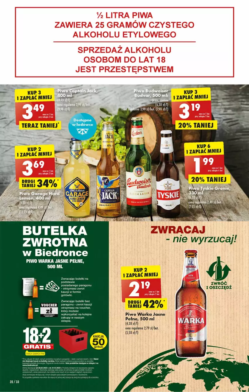 Gazetka promocyjna Biedronka - W tym tygodniu  PN - ważna 01.08 do 06.08.2022 - strona 32 - produkty: Gin, Olej, Piwo, Tera, Warka