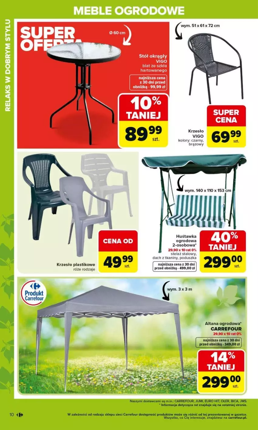 Gazetka promocyjna Carrefour - Gazetka Ogród, gdzie kwitnie życie - ważna 07.04 do 02.05.2026 - strona 10 - produkty: BIC, Huśtawka, Krzesło, Poduszka, Stół