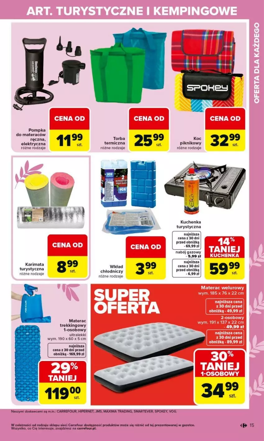 Gazetka promocyjna Carrefour - Gazetka Ogród, gdzie kwitnie życie - ważna 07.04 do 02.05.2026 - strona 15 - produkty: Karimata, Koc, Materac, Pompka, Tera, Torba