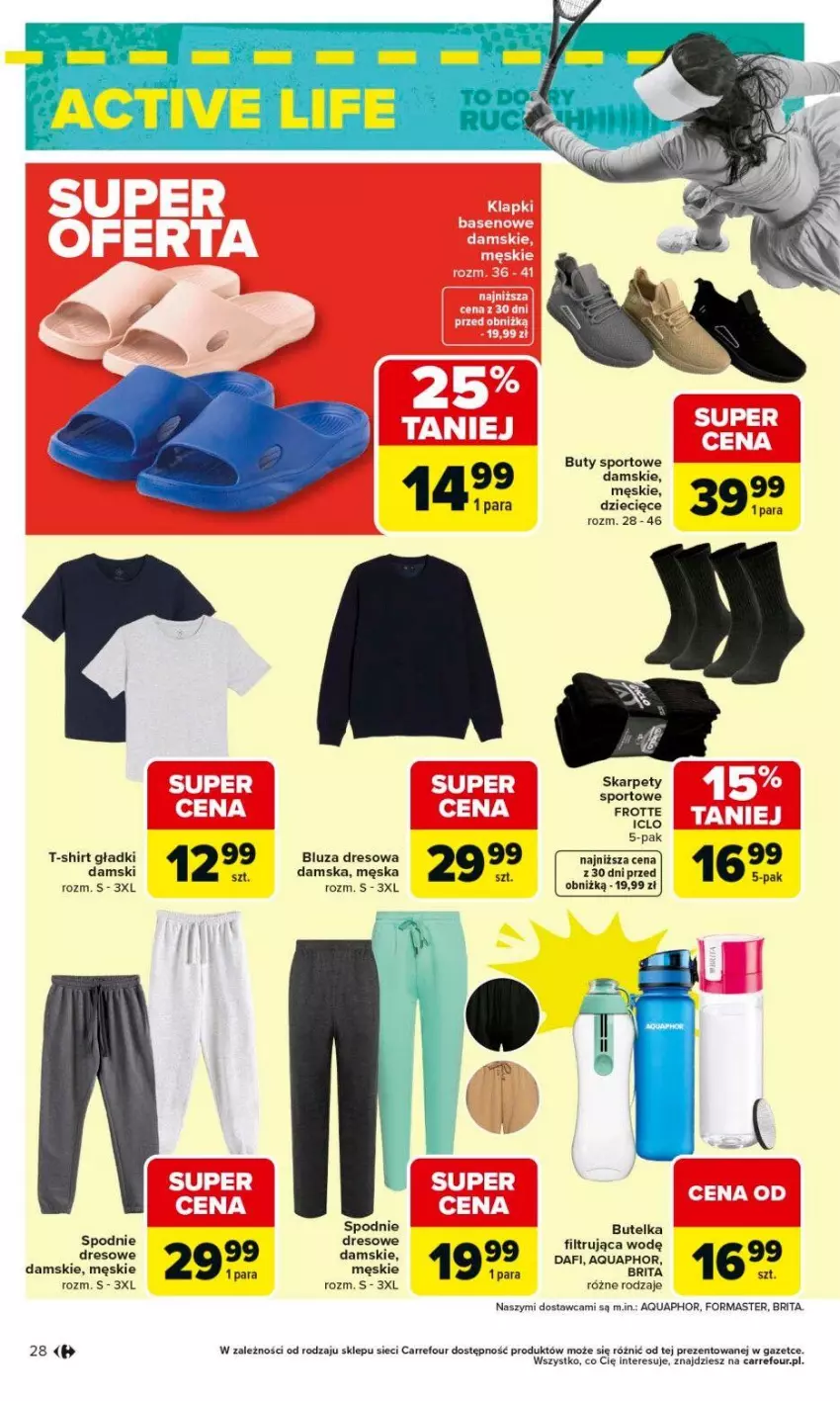 Gazetka promocyjna Carrefour - Gazetka Ogród, gdzie kwitnie życie - ważna 07.04 do 02.05.2026 - strona 28 - produkty: Bluza, Bluza dresowa, Brit, Brita, Buty, Dres, Dzieci, Karp, Por, Spodnie, Spodnie dresowe, Sport, T-shirt
