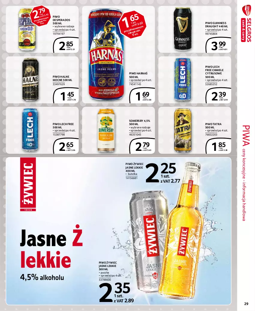 Gazetka promocyjna Selgros - Extra Oferta - ważna 01.05 do 31.05.2021 - strona 29 - produkty: Desperados, Harnaś, Piwa, Piwo, Somersby, Tatra